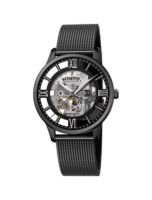 MONTRE FESTINA AUTOMATIQUE SKELETON  POUR HOMMES AVEC CADRAN NOIR