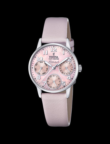 MONTRE ROSE, BRACELET CAOUTCHOUC, FEMME