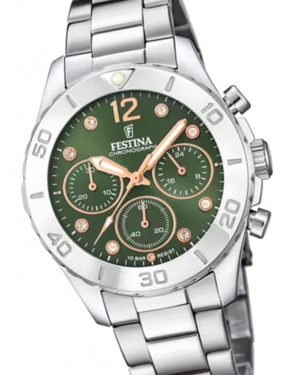 MONTRE FESTINA BOYFRIEND  BRACELET EN ACIER INOXYDABLE L VERT, FEMME