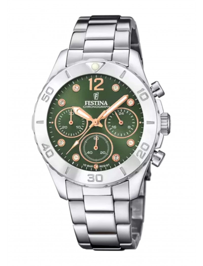 MONTRE FESTINA BOYFRIEND  BRACELET EN ACIER INOXYDABLE L VERT, FEMME