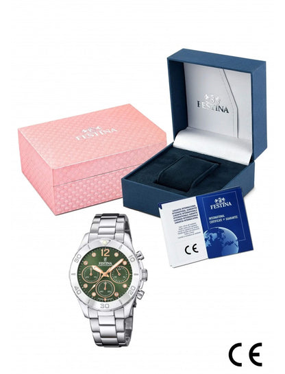 MONTRE FESTINA BOYFRIEND  BRACELET EN ACIER INOXYDABLE L VERT, FEMME