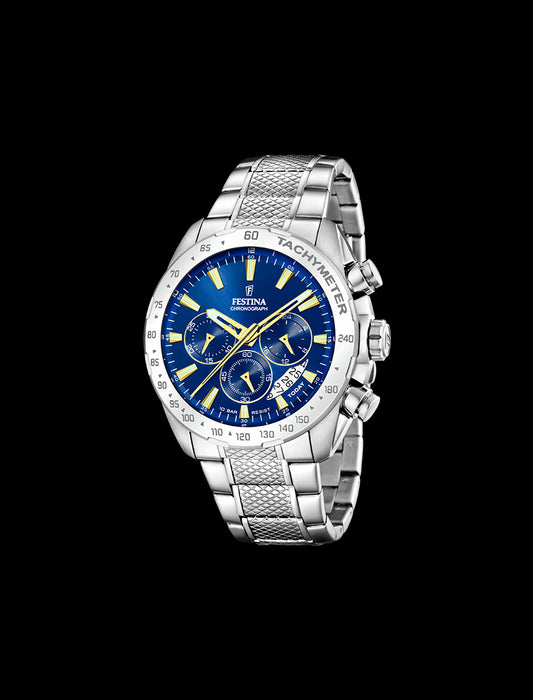 MONTRE CHRONOGRAPHE FESTINA TIMELESS  BLEU BRACELET ACIER INOXYDABLE L, HOMME