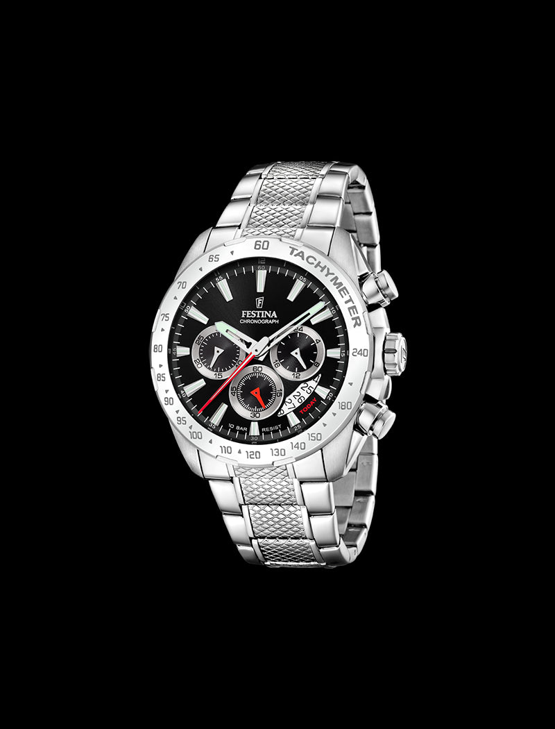 MONTRE CHRONOGRAPHE FESTINA TIMELESS  BRACELET EN ACIER INOXYDABLE L NOIR, HOMME