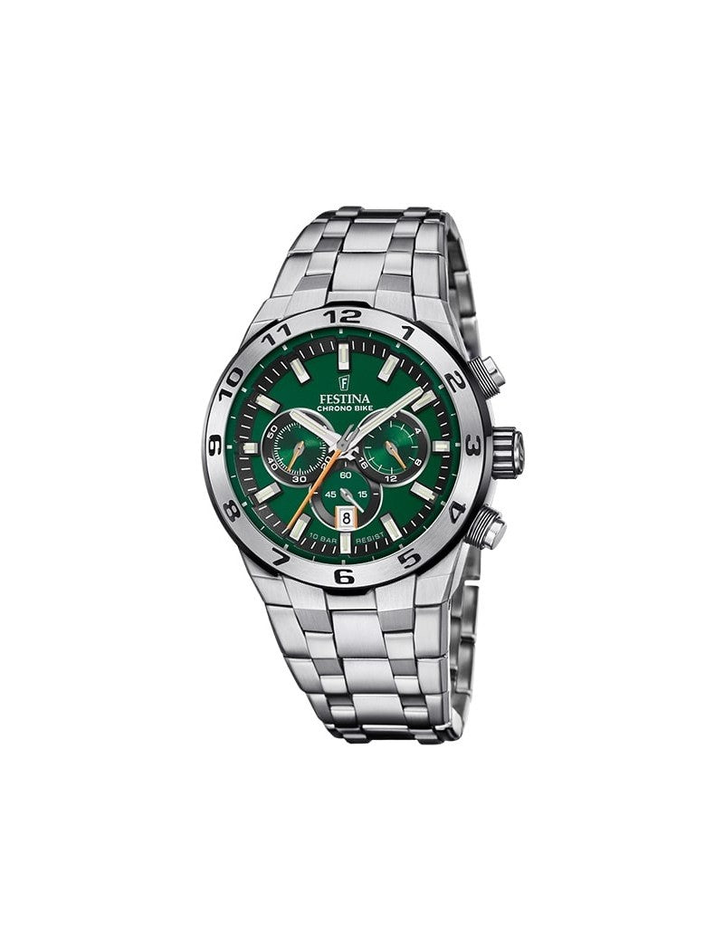 MONTRE FESTINA HOMME CHRONO BIKE VERT AVEC BRACELET EN ACIER