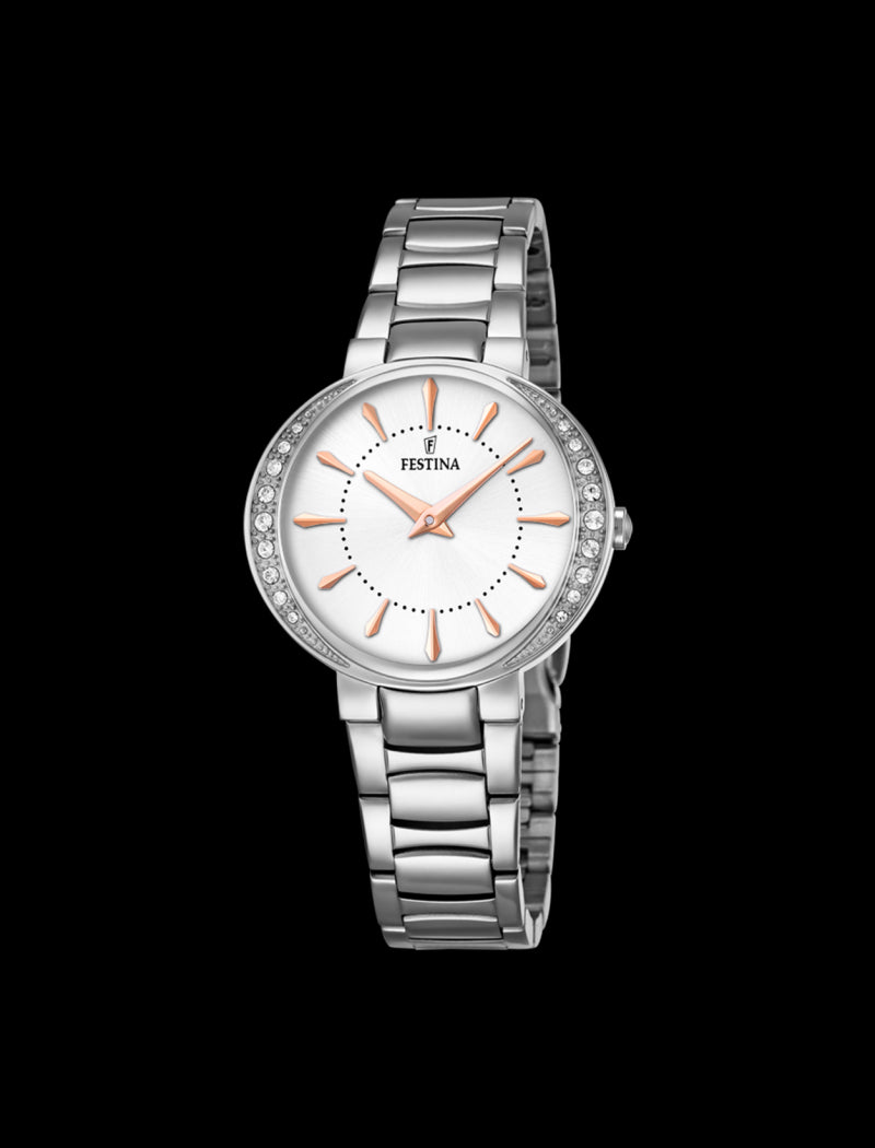 MONTRE GRIS, BRACELET ACIER INOXYDABLE, FEMME