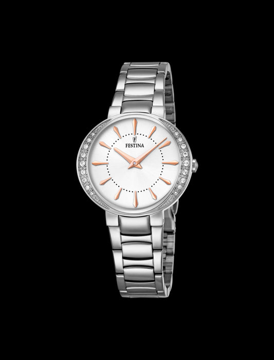 MONTRE GRIS, BRACELET ACIER INOXYDABLE, FEMME