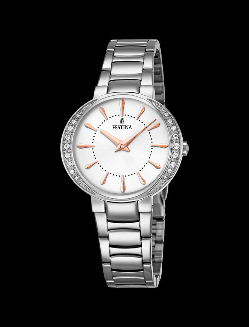MONTRE GRIS, BRACELET ACIER INOXYDABLE, FEMME