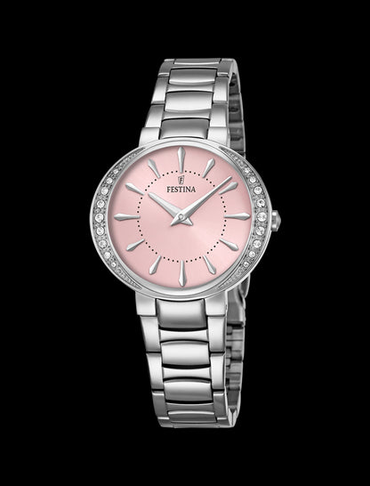 MONTRE ROSE, BRACELET ACIER INOXYDABLE, FEMME