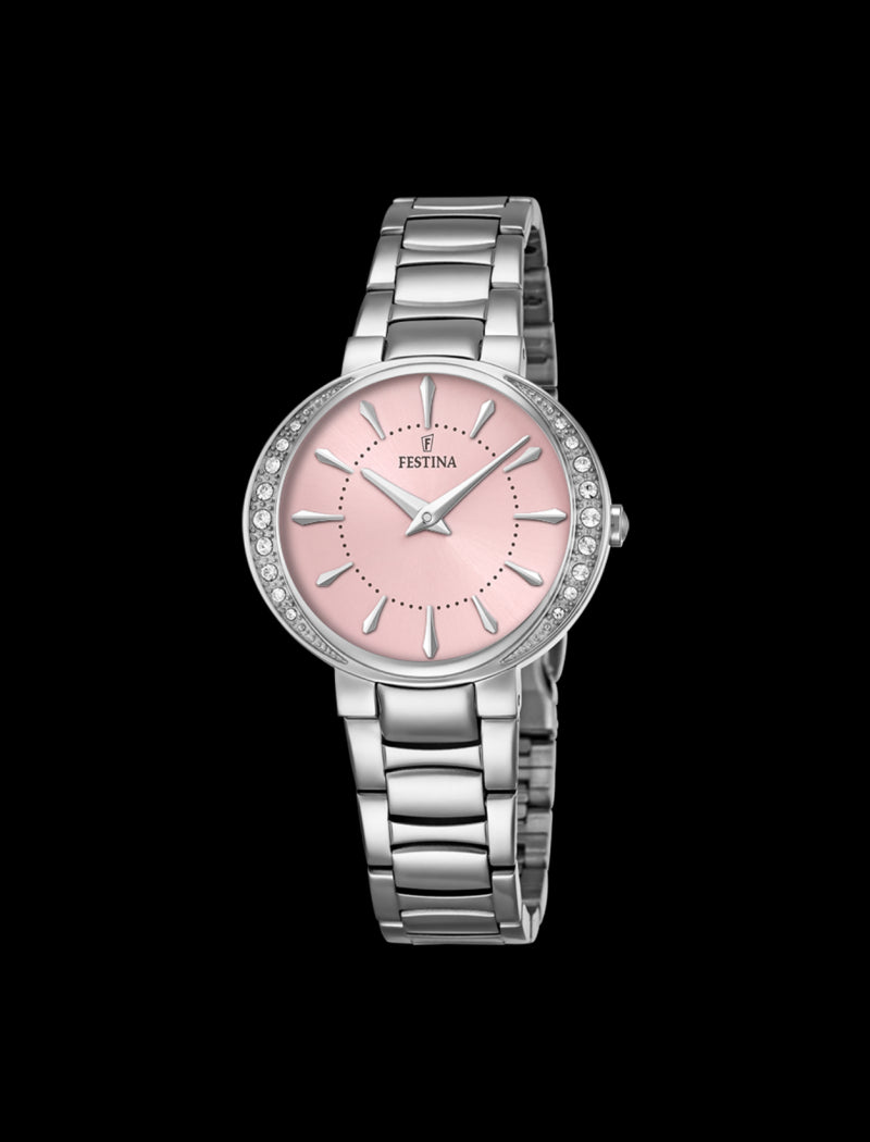 MONTRE ROSE, BRACELET ACIER INOXYDABLE, FEMME