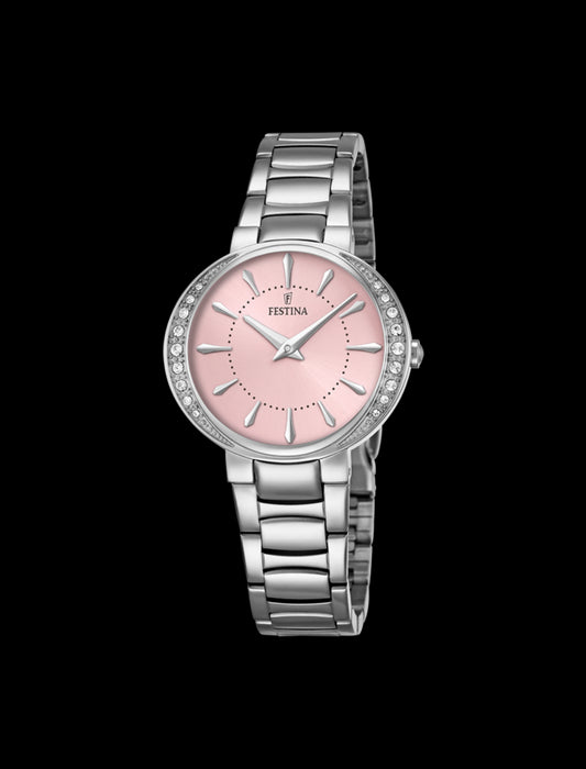 MONTRE ROSE, BRACELET ACIER INOXYDABLE, FEMME