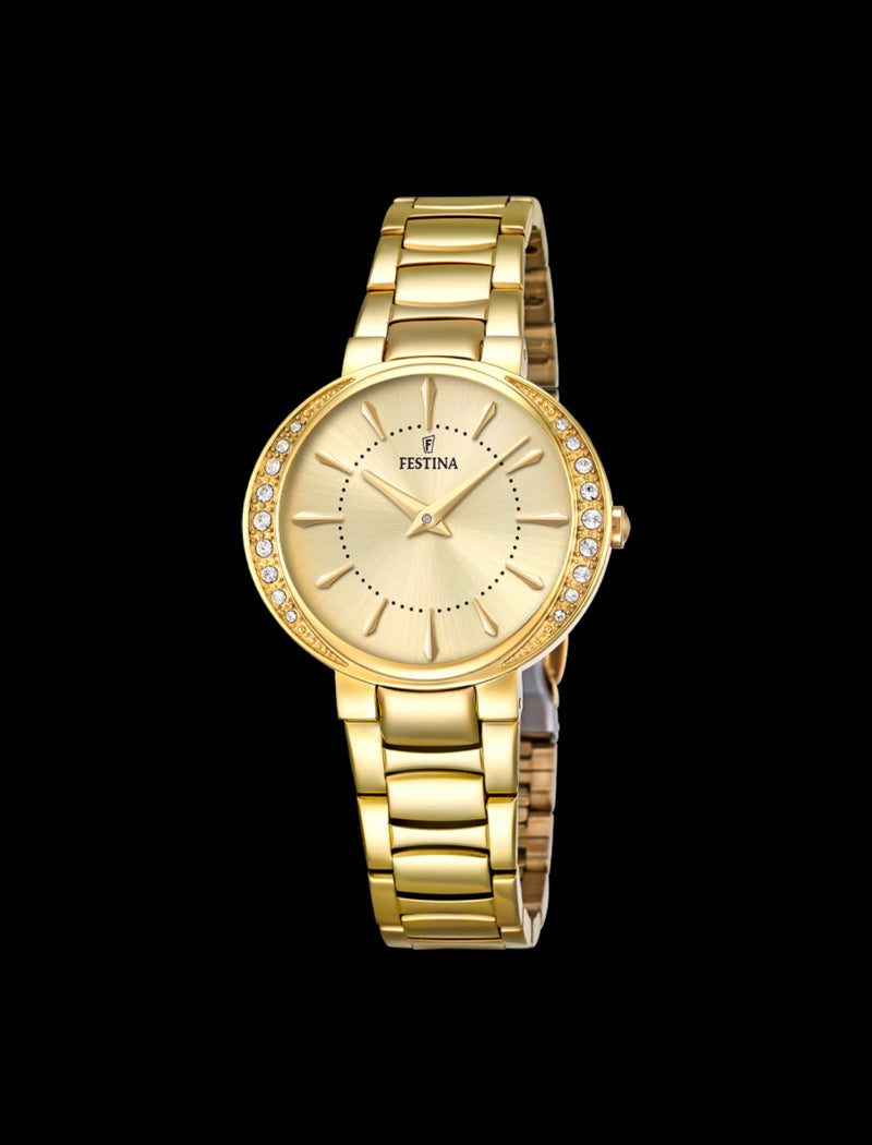 MONTRE BEIGE, BRACELET ACIER INOXYDABLE, FEMME
