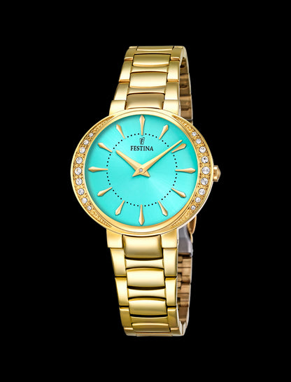 MONTRE BLEU, BRACELET ACIER INOXYDABLE, FEMME