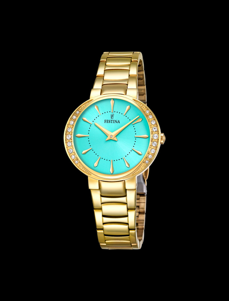 MONTRE BLEU, BRACELET ACIER INOXYDABLE, FEMME