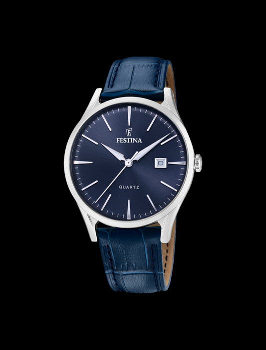 MONTRE BLEU, BRACELET CUIR, HOMME