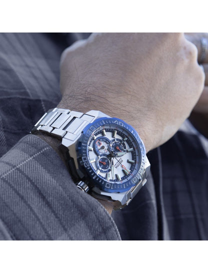 MONTRE HOMME CHRONO BIKE ARGENTÉ BRACELET EN ACIER