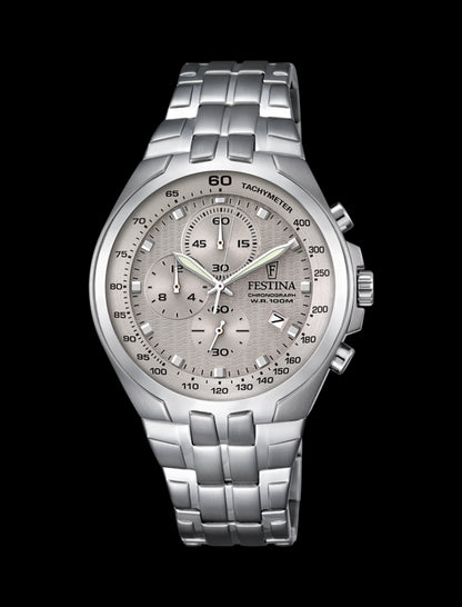 MONTRE GRIS, BRACELET EN ACIER, HOMME