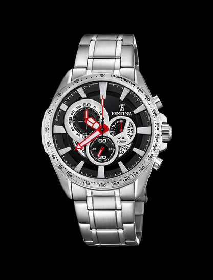 MONTRE NOIR, BRACELET EN ACIER, HOMME