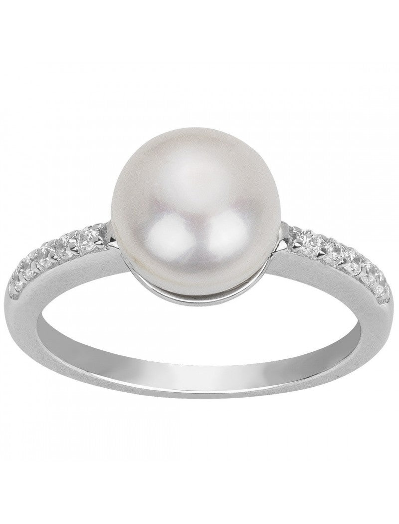 BAGUE ARGENT - ZIRCONIA  - PERLE SYNTHETIQUE