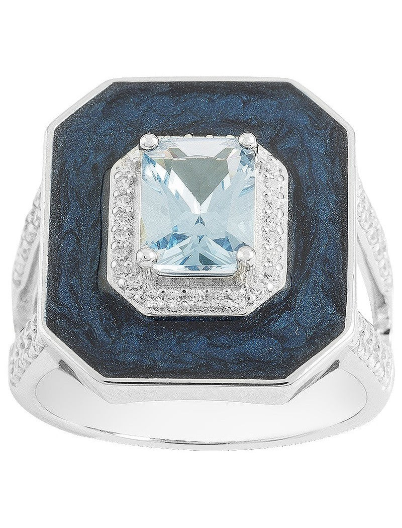 BAGUE ARGENT - ZIRCONIA  - TOPAZE SYNTHETIQUE