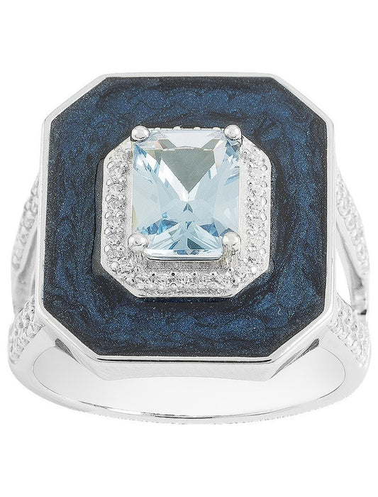 BAGUE ARGENT - ZIRCONIA  - TOPAZE SYNTHETIQUE