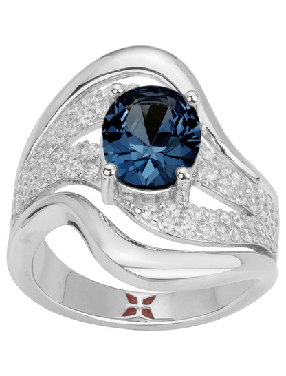 BAGUE ARGENT - ZIRCONIA  - SAPHIR SYNTHETIQUE