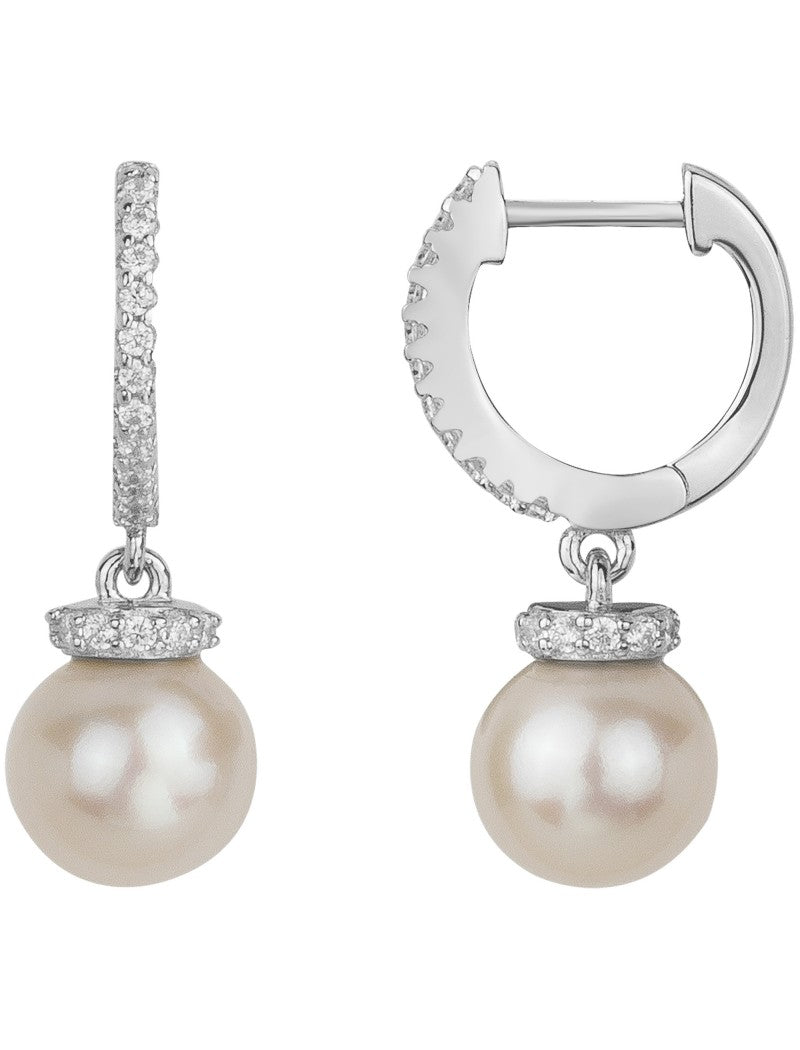 BOUCLES D'OREILLES ARGENT - ZIRCONIA  - PERLE SYNTHETIQUE