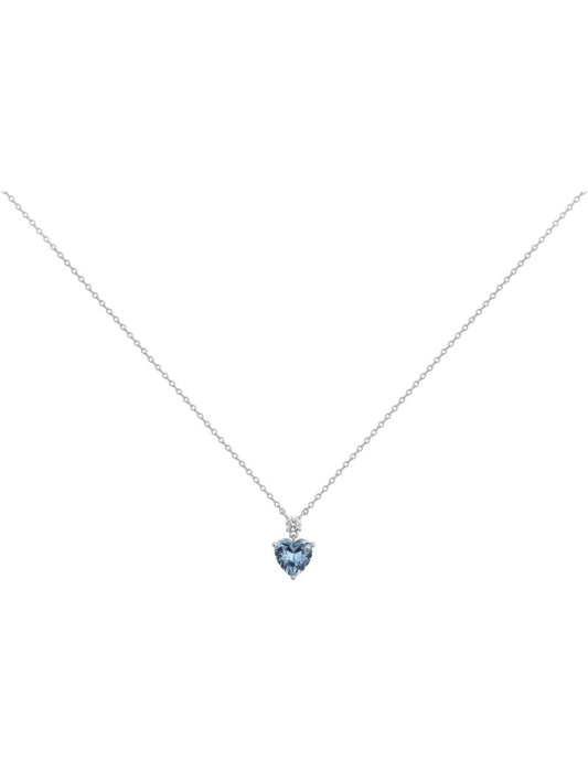 COLLIER ARGENT - ZIRCONIA  - TOPAZE SYNTHETIQUE - COEUR