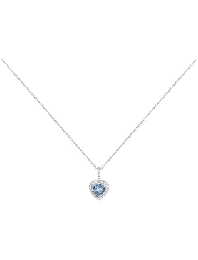 COLLIER ARGENT - ZIRCONIA  - TOPAZE SYNTHETIQUE - COEUR