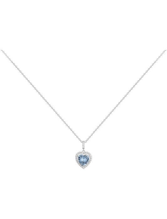 COLLIER ARGENT - ZIRCONIA  - TOPAZE SYNTHETIQUE - COEUR