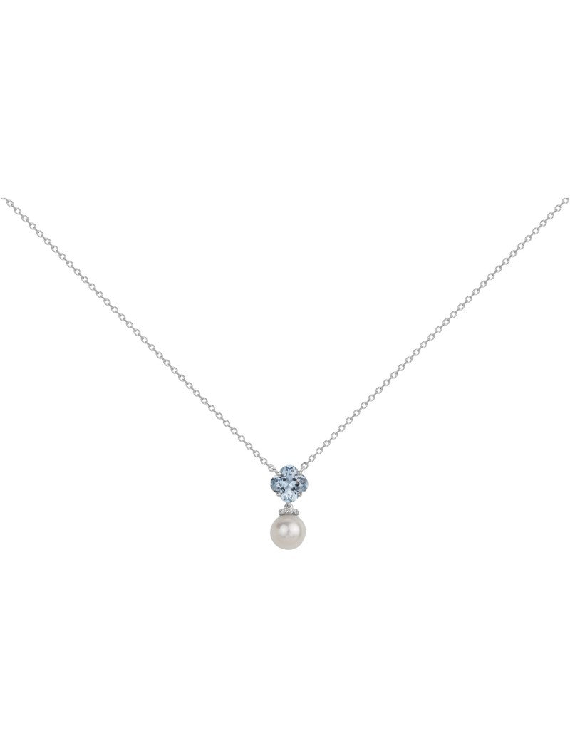 COLLIER ARGENT - ZIRCONIA  - TOPAZE SYNTHETIQUE - PERLE SYNTHETIQUE