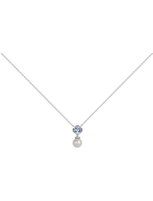 COLLIER ARGENT - ZIRCONIA  - TOPAZE SYNTHETIQUE - PERLE SYNTHETIQUE