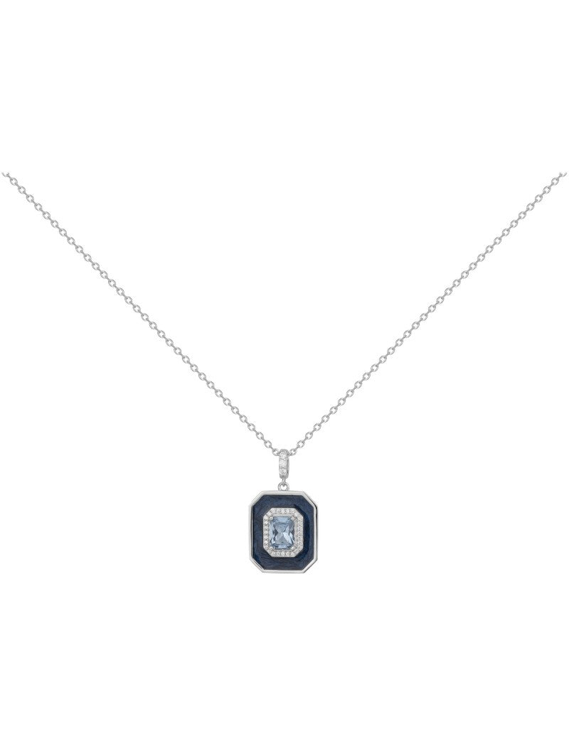 COLLIER ARGENT - ZIRCONIA  - TOPAZE SYNTHETIQUE