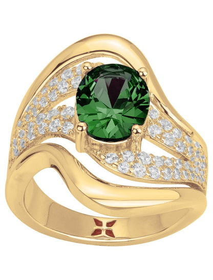 BAGUE PLAQUE - ZIRCONIA - ZIRCONIA VERT