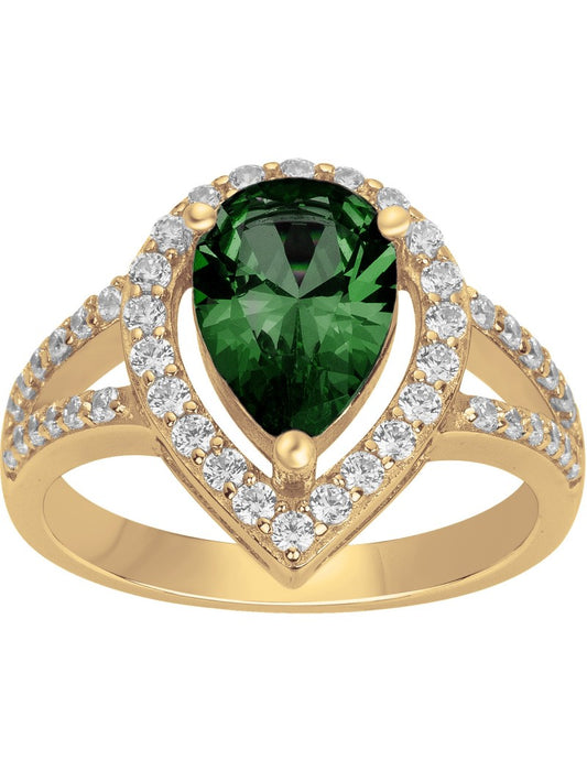 BAGUE PLAQUE - ZIRCONIA - ZIRCONIA VERT