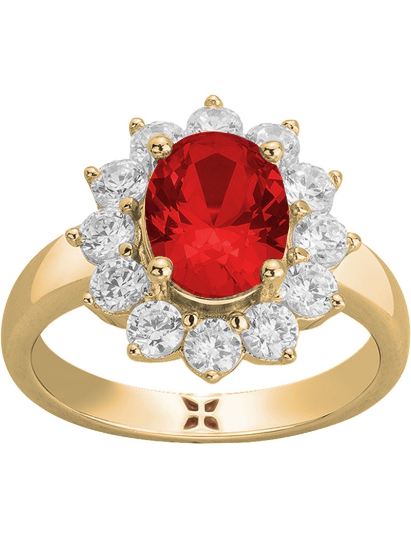 BAGUE PLAQUE - ZIRCONIA - ZIRCONIA ROUGE
