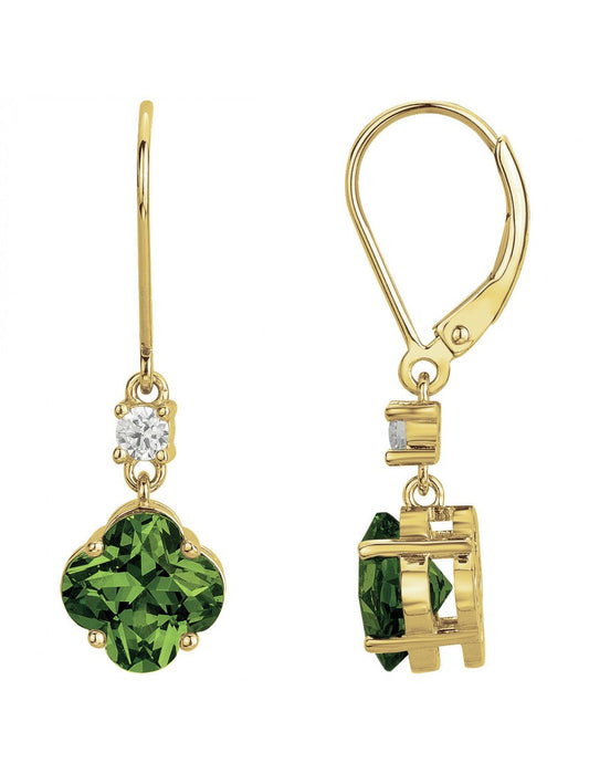 BOUCLES D'OREILLES PLAQUE - ZIRCONIA - ZIRCONIA VERT