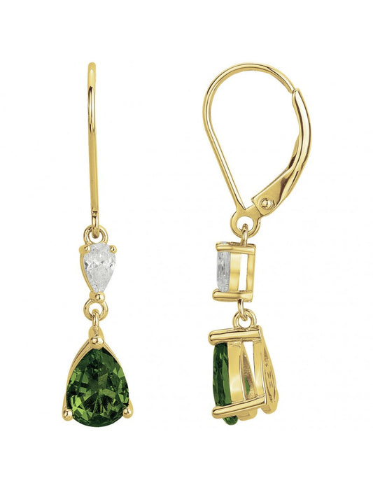 BOUCLES D'OREILLES PLAQUE - ZIRCONIA - ZIRCONIA VERT