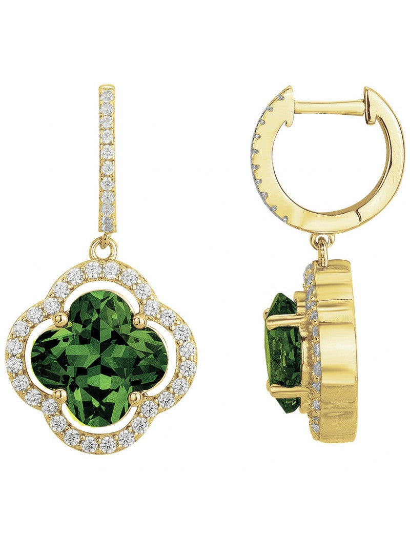 BOUCLES D'OREILLES PLAQUE - ZIRCONIA - ZIRCONIA VERT