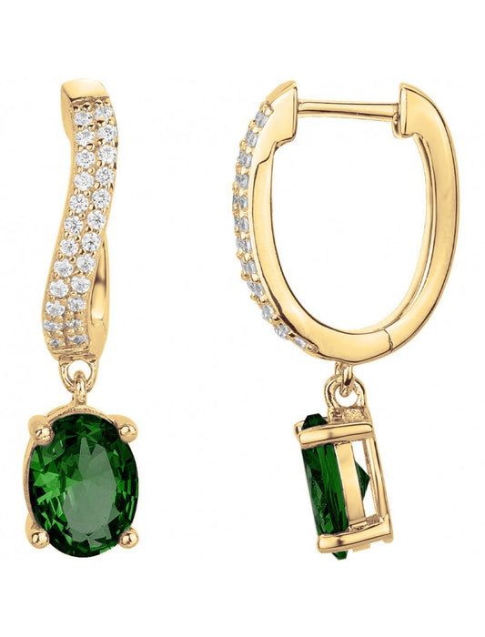 BOUCLES D'OREILLES PLAQUE - ZIRCONIA - ZIRCONIA VERT