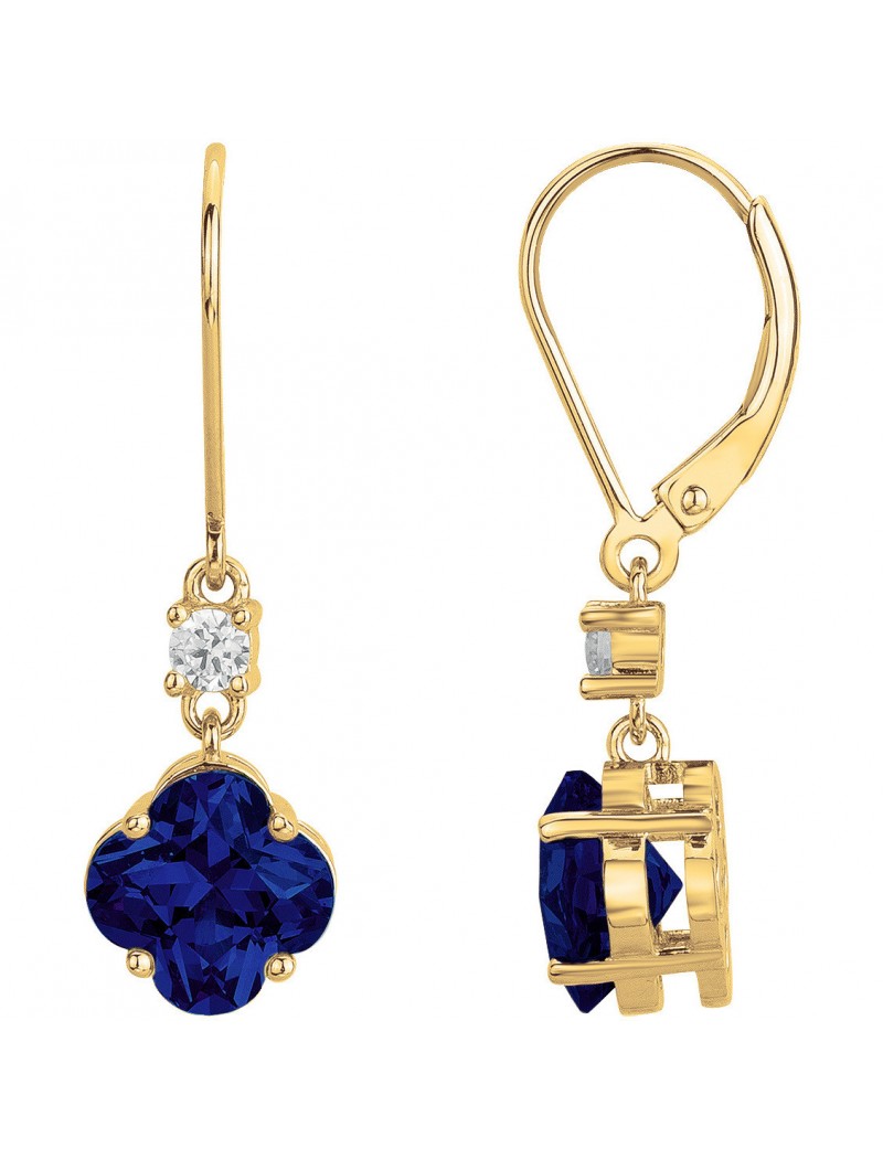 BOUCLES D'OREILLES PLAQUE - ZIRCONIA - ZIRCONIA BLEU