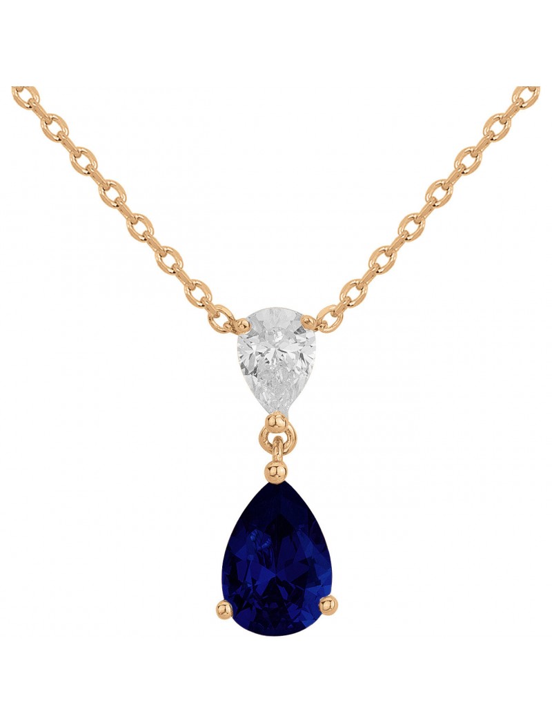 COLLIER PLAQUE - ZIRCONIA - ZIRCONIA BLEU