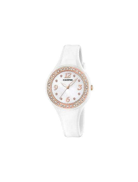 MONTRE TENDANCE CALYPSO B BRACELET EN CAOUTCHOUC BLANC, FEMME