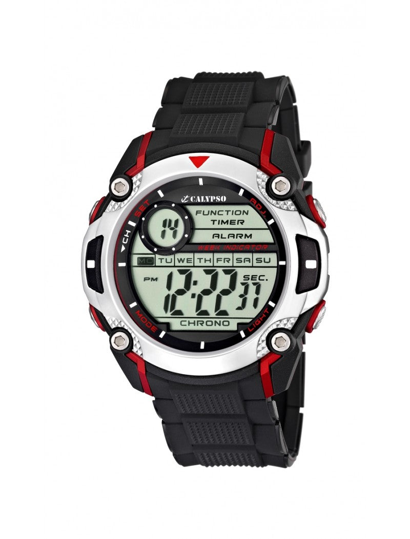 MONTRE NUMÉRIQUE CALYPSO POUR HOMME  BRACELET EN CAOUTCHOUC NOIR, HOMME