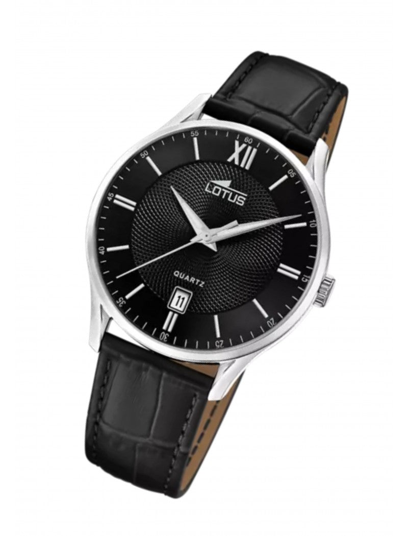 MONTRE LOTUSJ BRACELET CUIR NOIR, HOMME