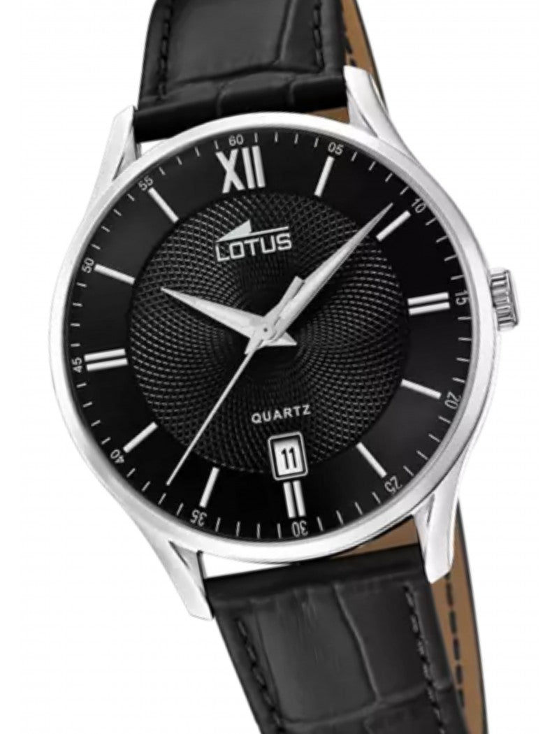 MONTRE LOTUSJ BRACELET CUIR NOIR, HOMME