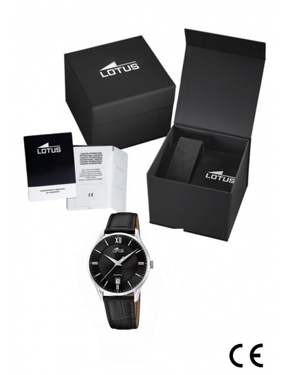 MONTRE LOTUSJ BRACELET CUIR NOIR, HOMME