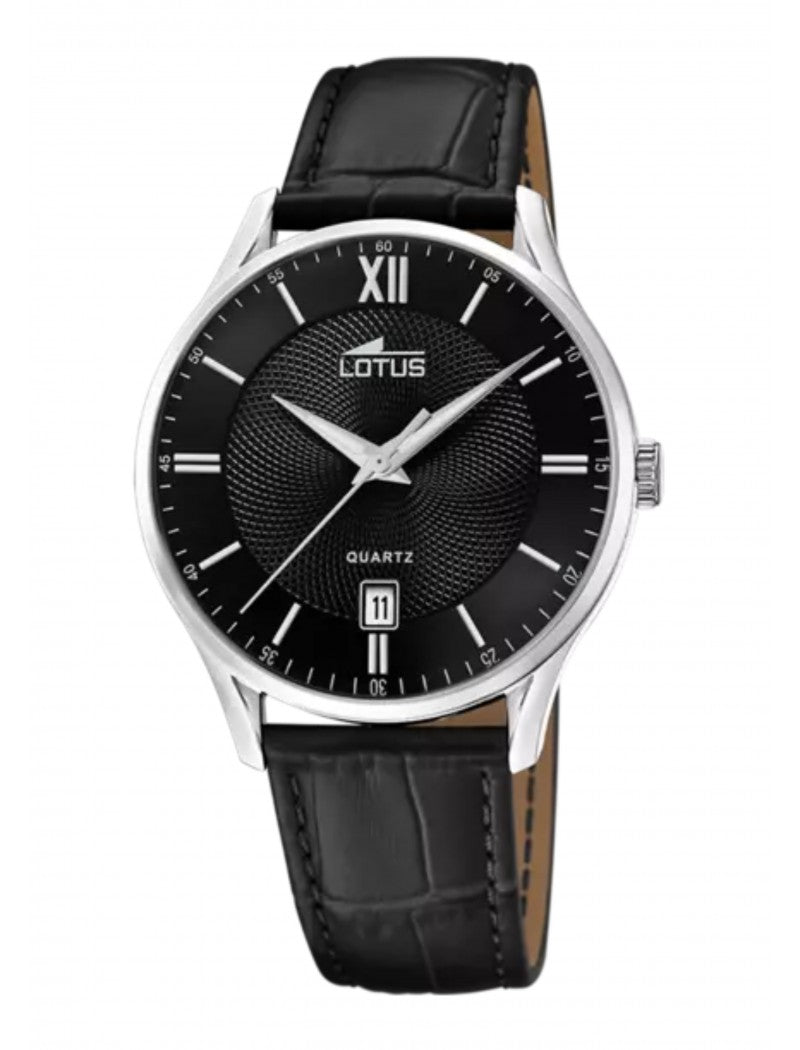MONTRE LOTUSJ BRACELET CUIR NOIR, HOMME