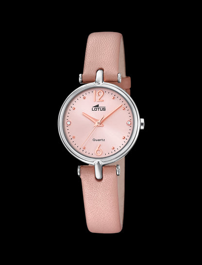 MONTRE LOTUS ROSE, BRACELET CUIR, FEMME