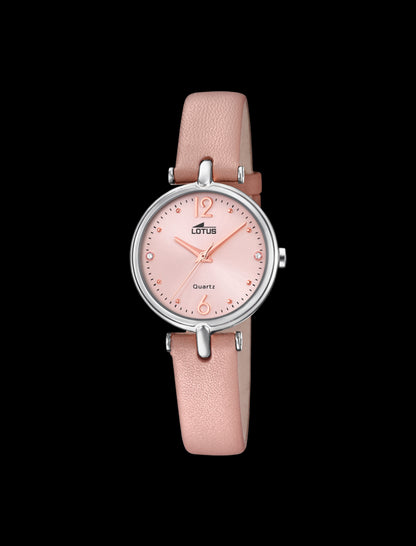 MONTRE LOTUS ROSE, BRACELET CUIR, FEMME