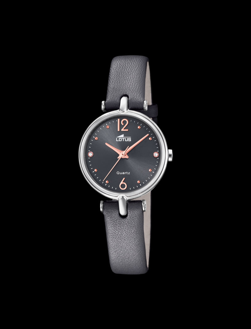 MONTRE NOIR, BRACELET CUIR, FEMME